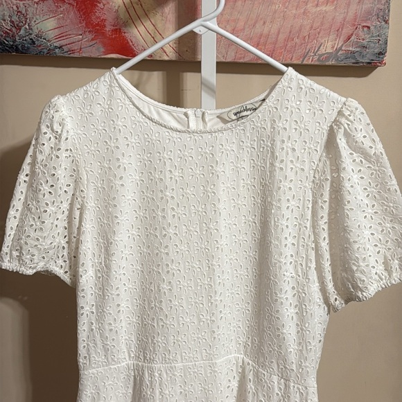 White Eyelet Dress with Ruffle Hem - Picture 2 of 5